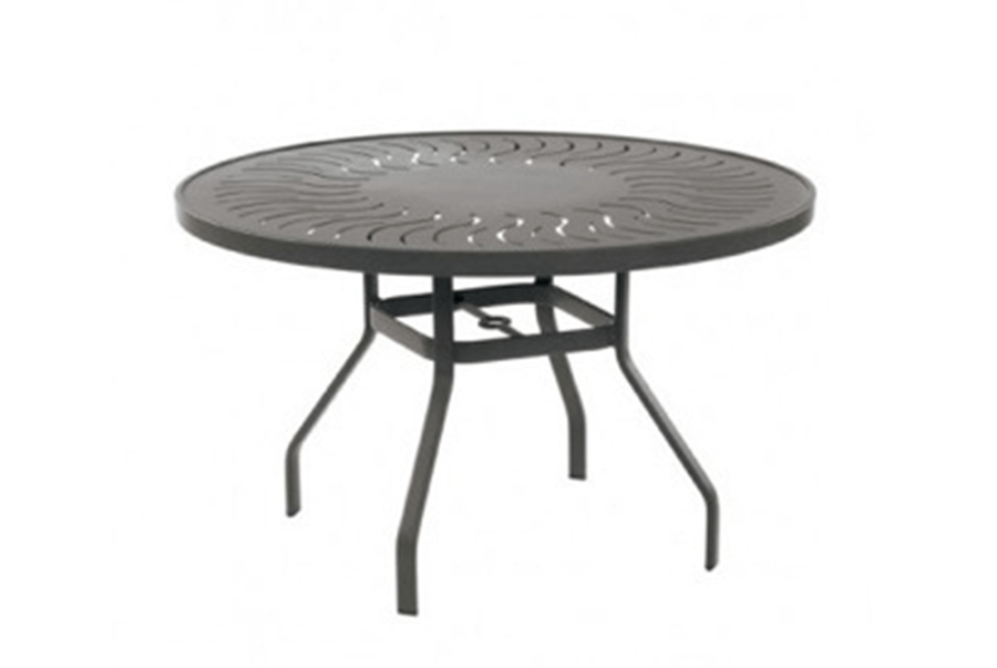 ALUMINUM COLLECTION – 48 PUNCHED METAL DINING TABLE AVAILABLE IN ALL SIZE TABLES
