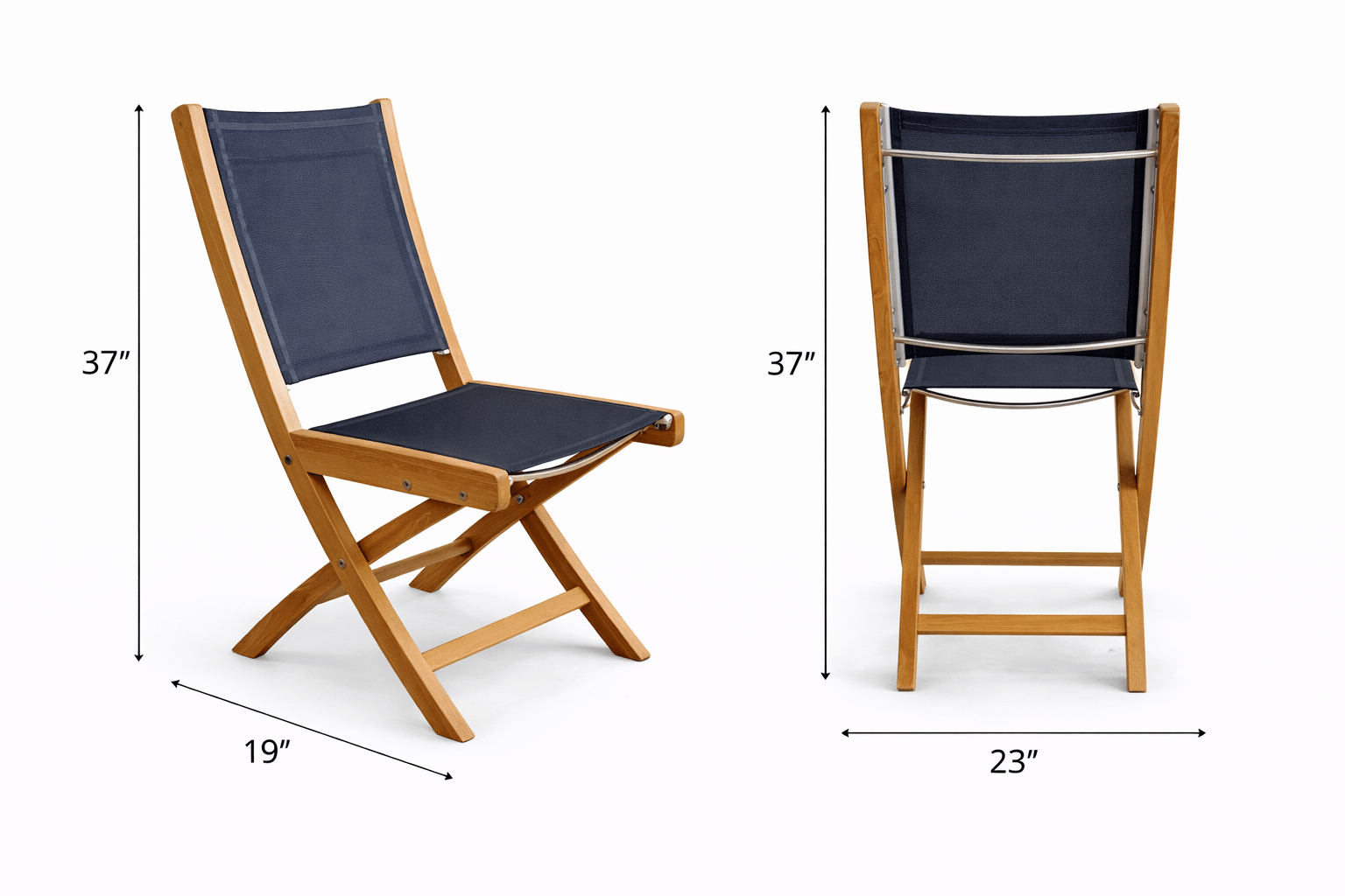 Teak Armless Sling Folding Dining Chair at Carolina Patio Furniture in Charlotte, NC