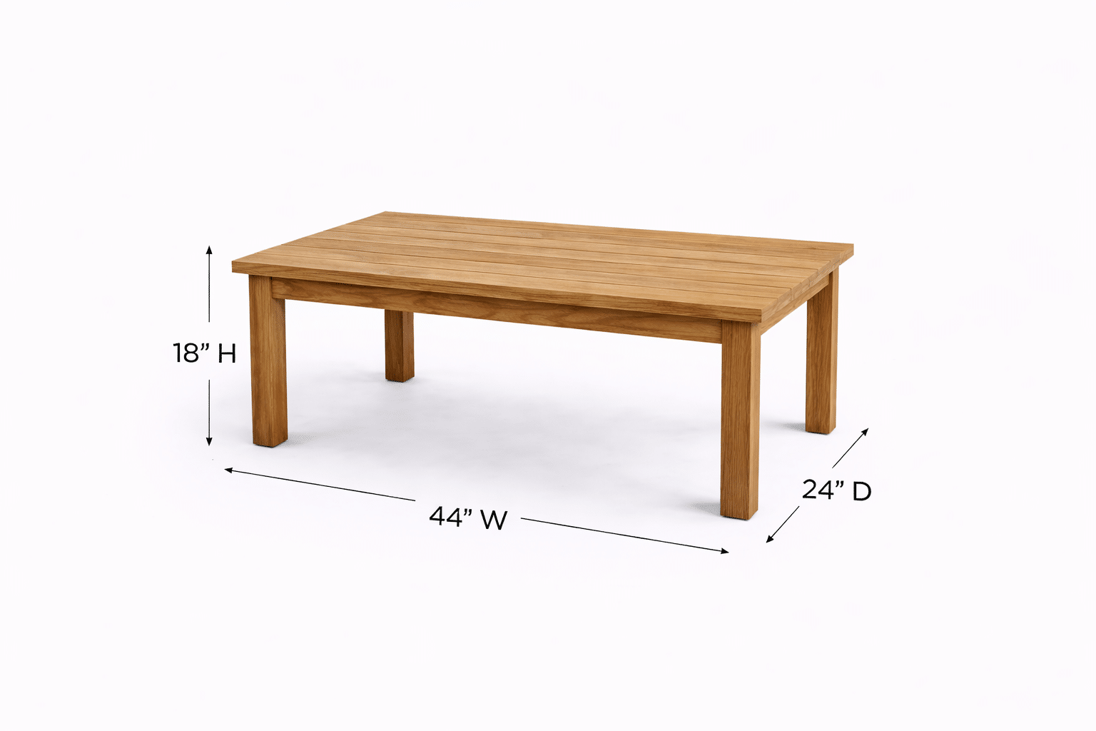 Teak rectangle coffee table at Carolina Patio Furniture in Charlotte NC