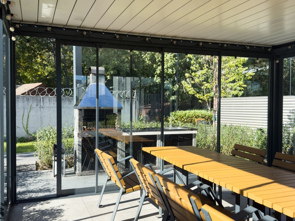 outdoor dining tables for covered decks in Charlotte layout example