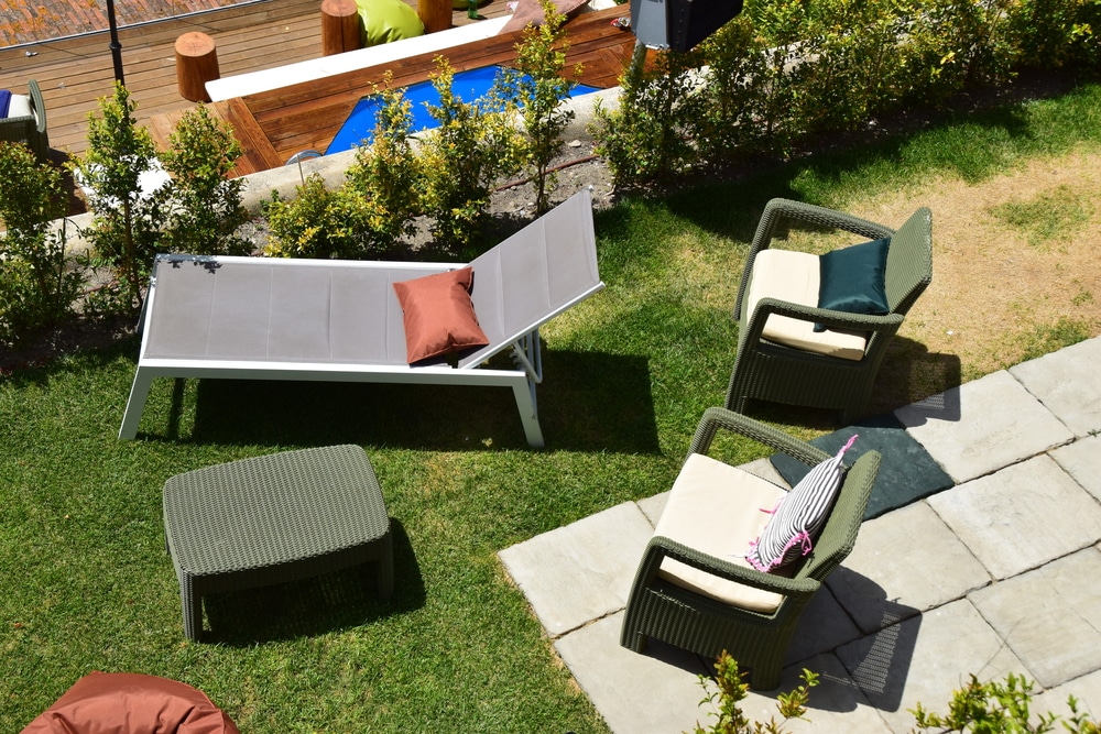 outdoor cushion color planning for brick homes for Carolina patios