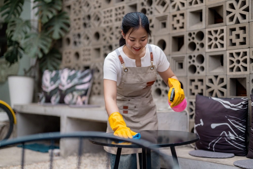 Outdoor furniture cleaning schedule for pollen season